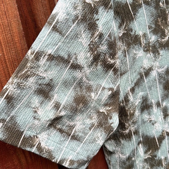 River Island Palm Print Revere Shirt Green Men’s Size M - Picture 8 of 15